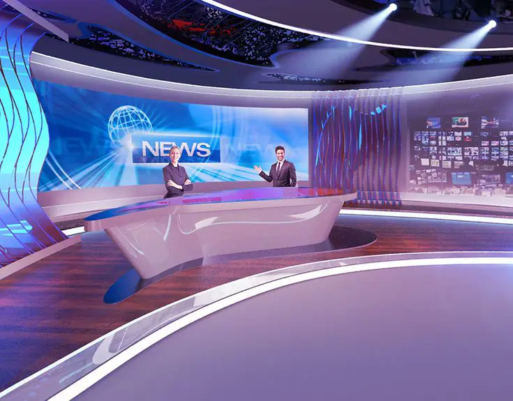 Gambar teknologi di studio berita INews