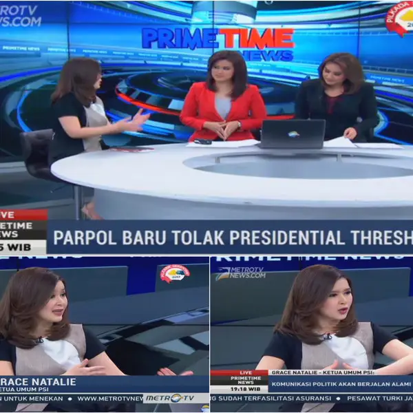 Presenter Metro TV sedang membawakan acara